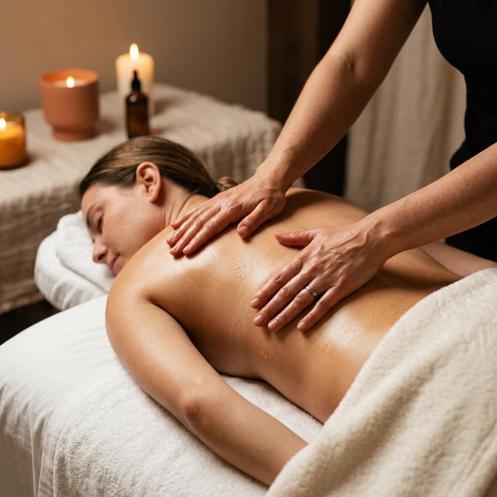 Professional massage hands — full body therapy at Mantra Luxury Spa